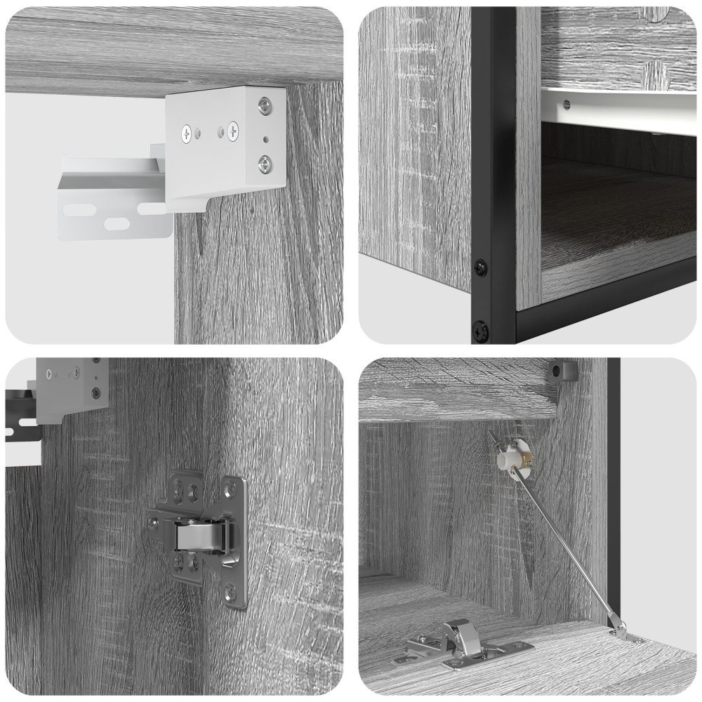 Produktbild för Badrumsmöbelset med hylla med lagring 5 pcs Grå Konstruerat trä