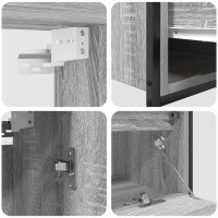 Produktbild för Badrumsmöbelset med hylla med lagring 5 pcs Grå Konstruerat trä