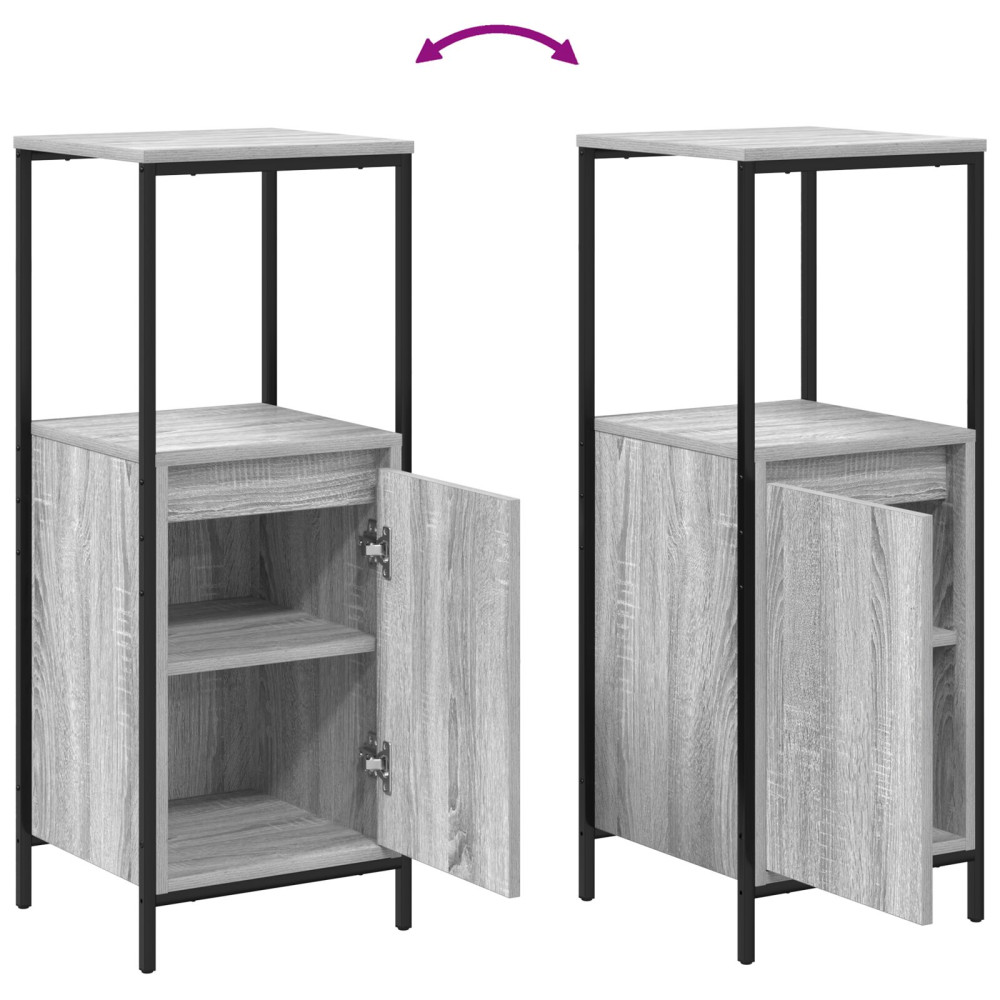 Produktbild för Badrumsmöbelset med låda med hylla 3 pcs Grå sonoma och svart