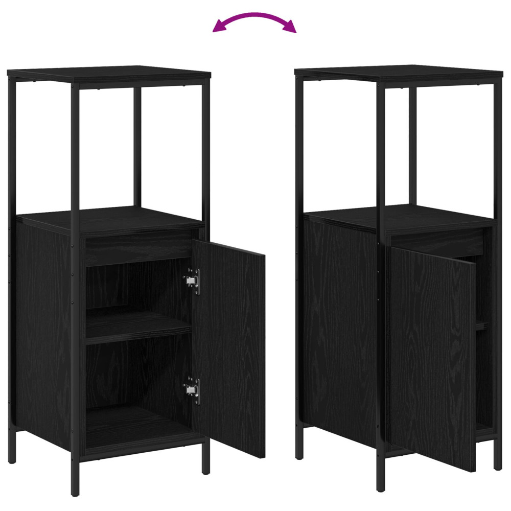 Produktbild för Badrumsmöbelset med hylla 3 pcs Svart Ek Konstruerat trä