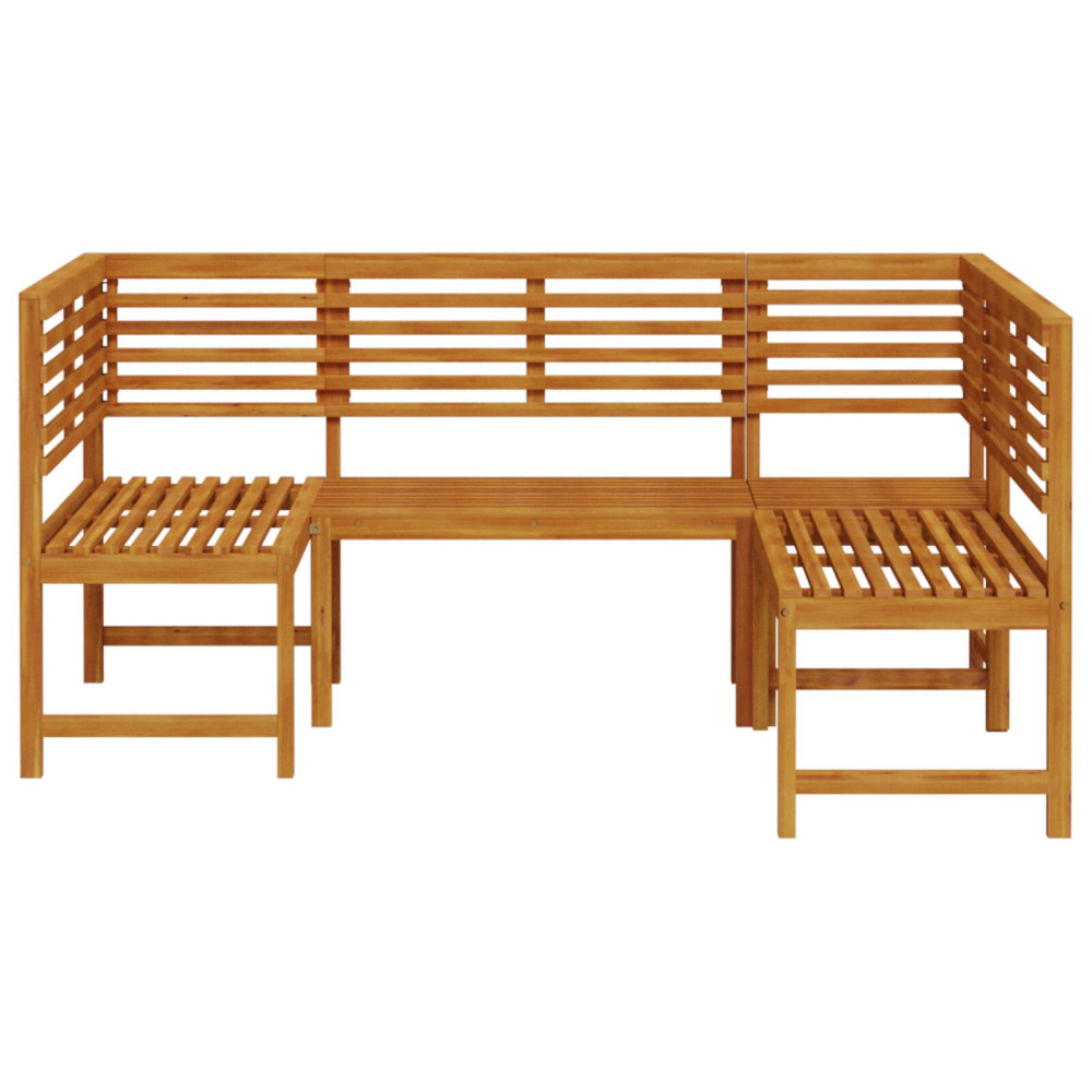 Produktbild för Bänkset för trädgården 3 pcs Brun Massivt Akaciaträ