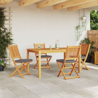 Produktbild för Fällstol med kudde 4 pcs Grå 49 x 57.5 x 92cm Massivt akaciaträ