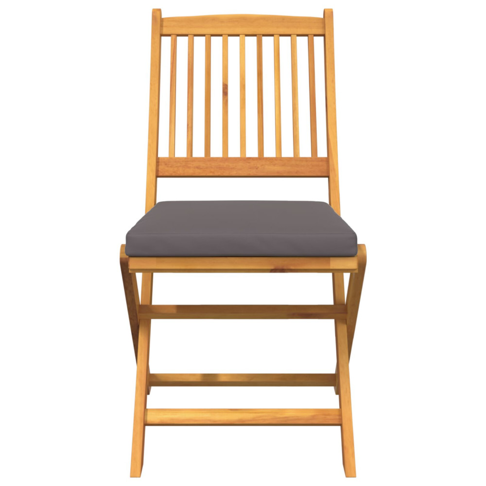 Produktbild för Fällstol med kudde 4 pcs Grå 49 x 57.5 x 92cm Massivt akaciaträ