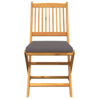 Produktbild för Fällstol med kudde 4 pcs Grå 49 x 57.5 x 92cm Massivt akaciaträ