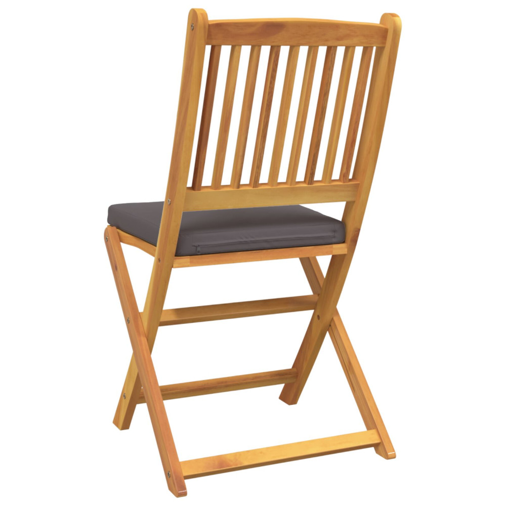 Produktbild för Fällstol med kudde 4 pcs Grå 49 x 57.5 x 92cm Massivt akaciaträ