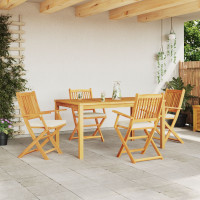 Produktbild för Fällstol med kudde 4 pcs Vit 49 x 57.5 x 92cm Massivt akaciaträ