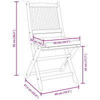 Produktbild för Fällstol med kudde 6 pcs Grå 49 x 57.5 x 92cm Massivt akaciaträ