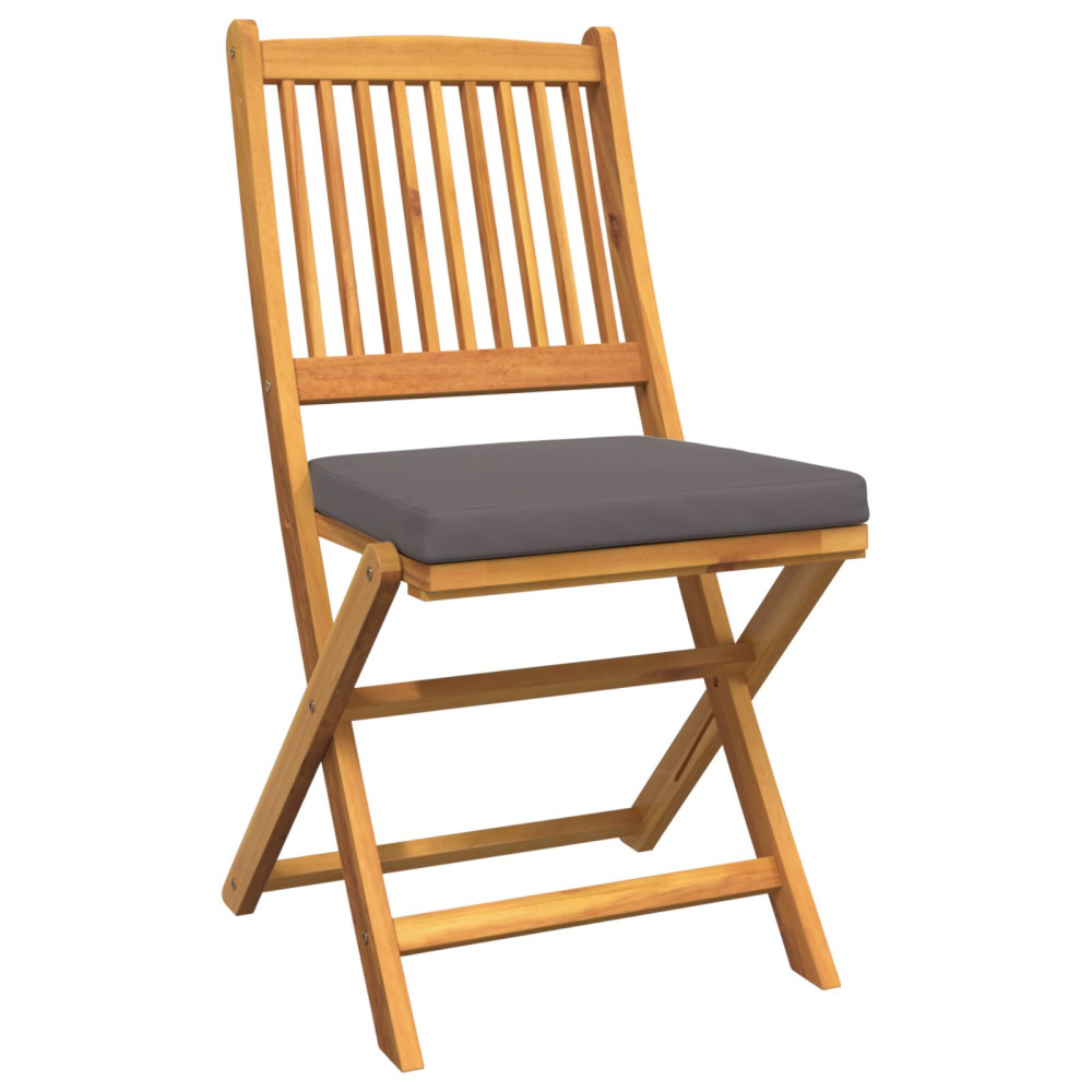 Produktbild för Fällstol med kudde 6 pcs Grå 49 x 57.5 x 92cm Massivt akaciaträ