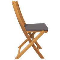 Produktbild för Fällstol med kudde 6 pcs Grå 49 x 57.5 x 92cm Massivt akaciaträ