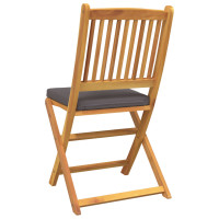 Produktbild för Fällstol med kudde 6 pcs Grå 49 x 57.5 x 92cm Massivt akaciaträ
