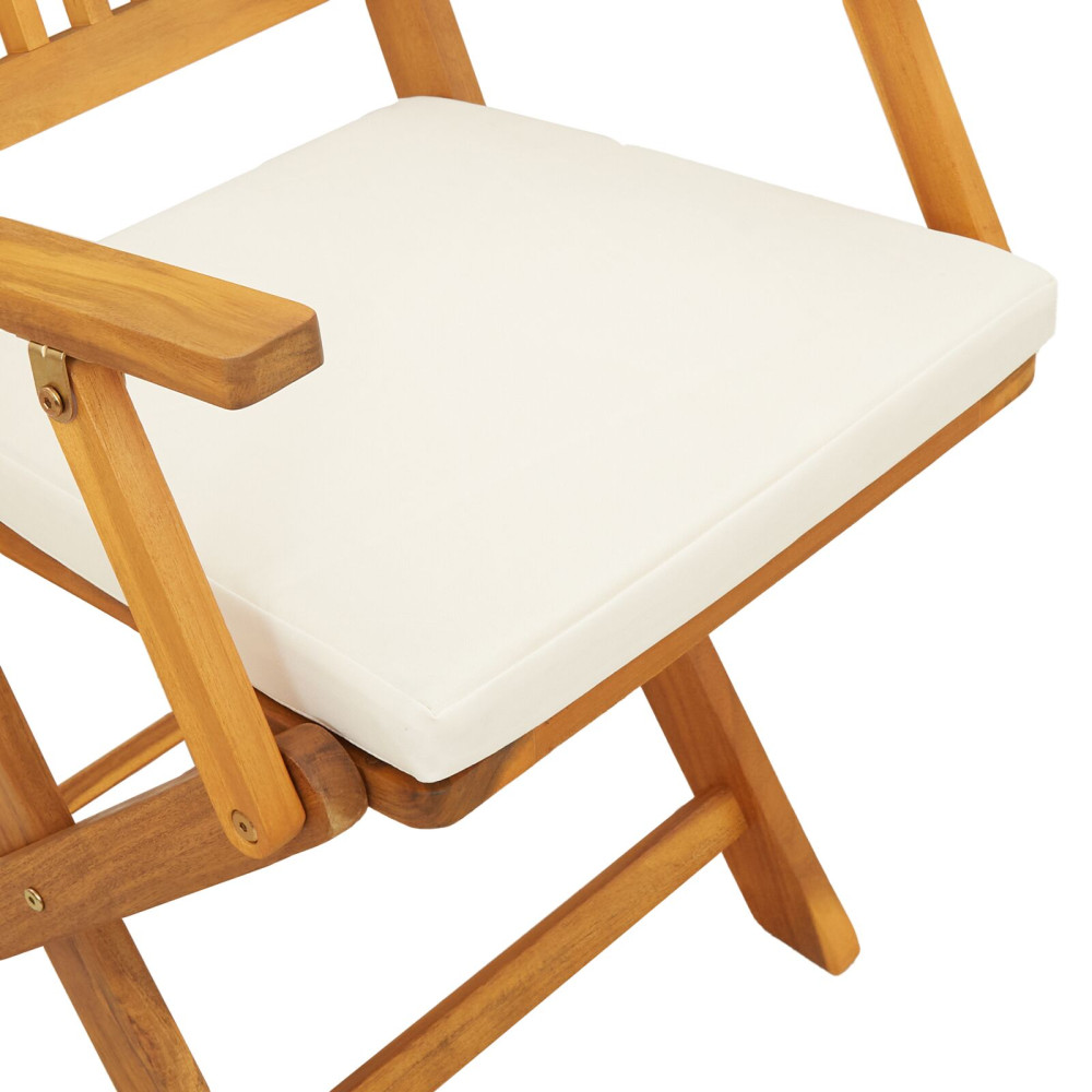 Produktbild för Fällstol med kudde 6 pcs Vit 49 x 57.5 x 92cm Massivt akaciaträ