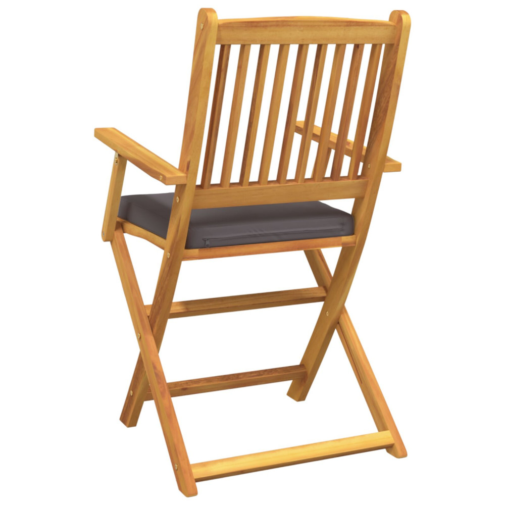 Produktbild för Fällstol med kudde 6 pcs Grå 49 x 57.5 x 92cm Massivt akaciaträ
