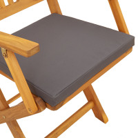 Produktbild för Fällstol med kudde 6 pcs Grå 49 x 57.5 x 92cm Massivt akaciaträ