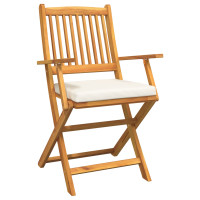 Produktbild för Fällstol med kudde 8 pcs Vit 49 x 57.5 x 92cm Massivt akaciaträ