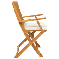 Produktbild för Fällstol med kudde 8 pcs Vit 49 x 57.5 x 92cm Massivt akaciaträ