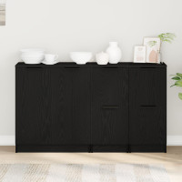 Produktbild för Sideboard 3 pcs Svart Ek Konstruerat trä