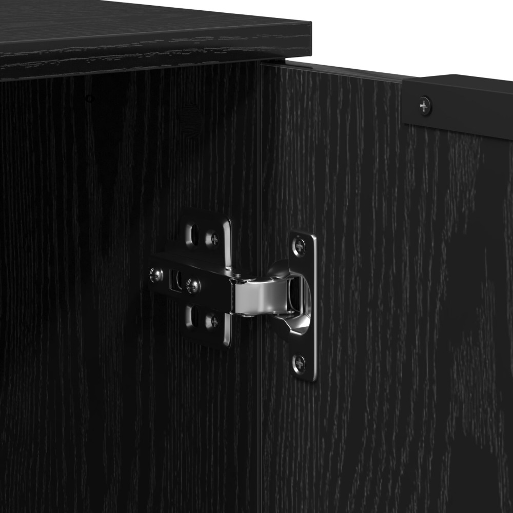 Produktbild för Sideboard 3 pcs Svart Ek Konstruerat trä