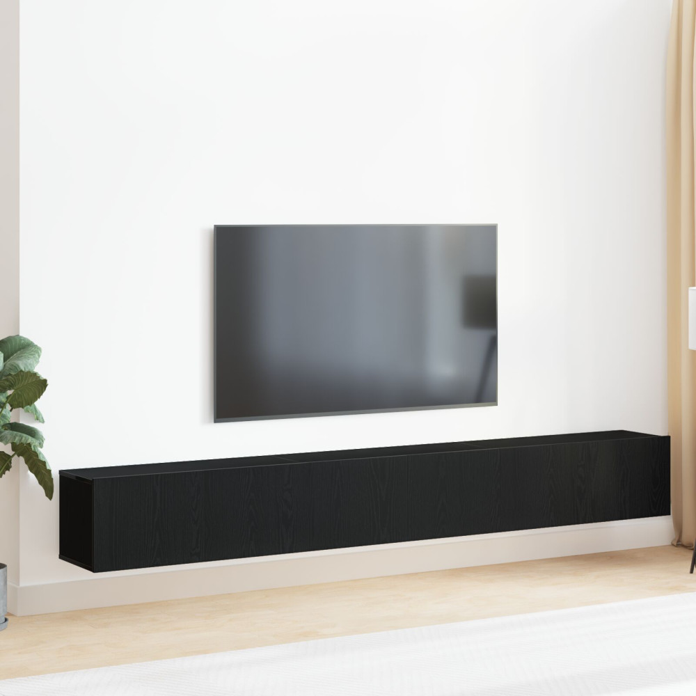 Produktbild för TV-bänkset 3 pcs Svart Ek 80 x 30 x 30 cm Konstruerat trä