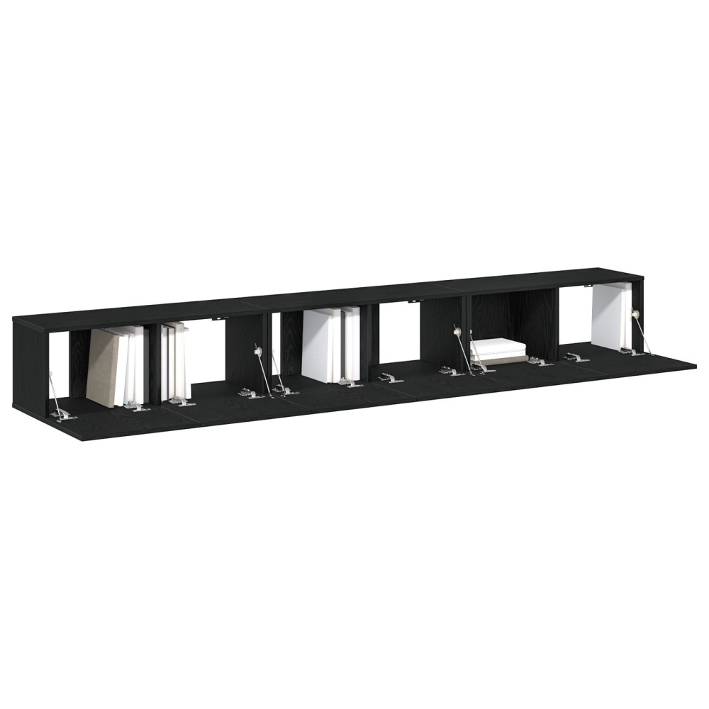 Produktbild för TV-bänkset 3 pcs Svart Ek 80 x 30 x 30 cm Konstruerat trä