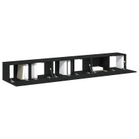 Produktbild för TV-bänkset 3 pcs Svart Ek 80 x 30 x 30 cm Konstruerat trä