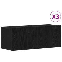 Produktbild för TV-bänkset 3 pcs Svart Ek 80 x 30 x 30 cm Konstruerat trä