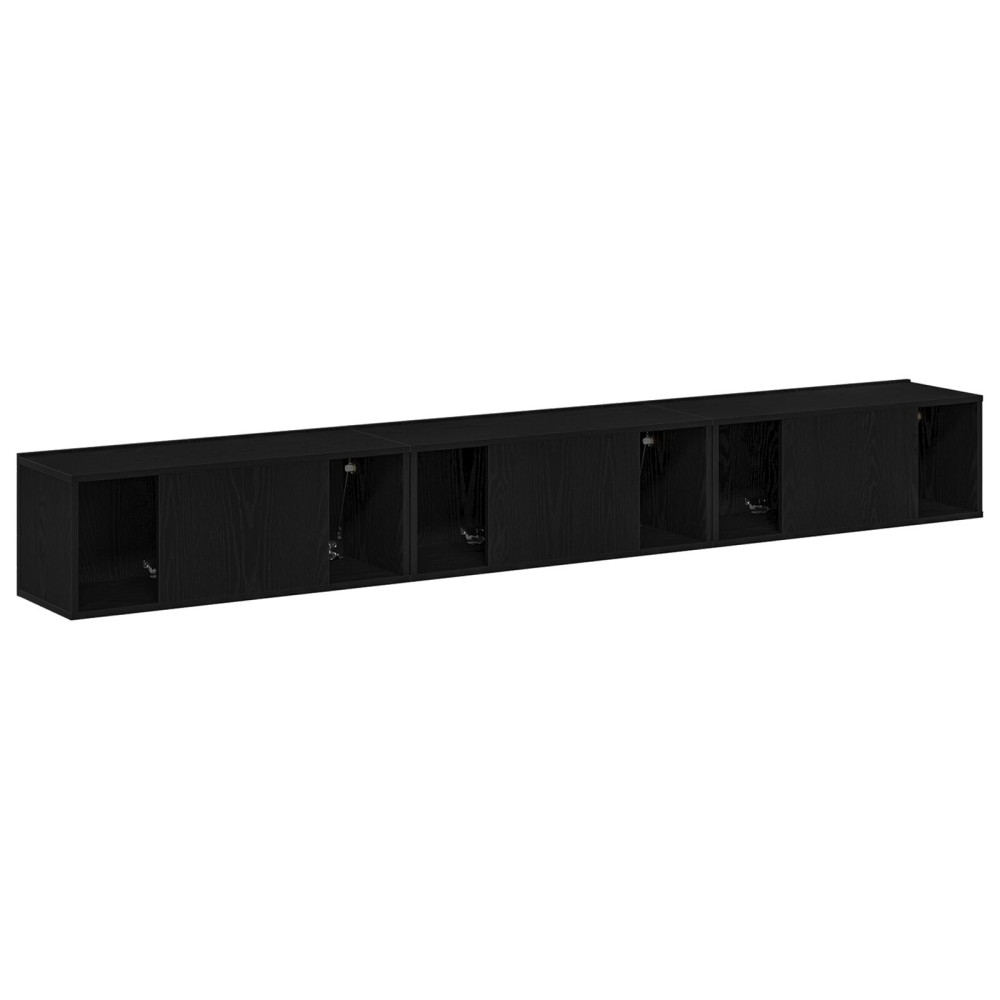 Produktbild för TV-bänkset 3 pcs Svart Ek 80 x 30 x 30 cm Konstruerat trä