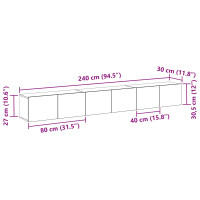 Produktbild för TV-bänkset 3 pcs Svart Ek 80 x 30 x 30 cm Konstruerat trä