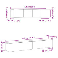 Produktbild för TV-bänkset Väggmonterad 4 pcs Svart ek Konstruerat trä