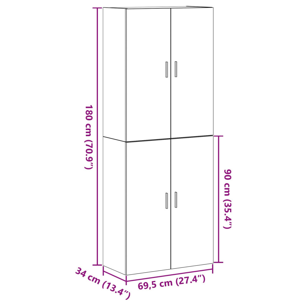 Produktbild för Väggmonterat skåp Väggmonterad 2 pcs Svart Ek 69,5 x 34 x 90 cm