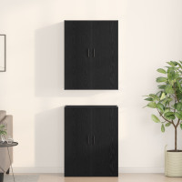 Produktbild för Väggmonterat skåp Väggmonterad 2 pcs Svart Ek 69,5 x 34 x 90 cm