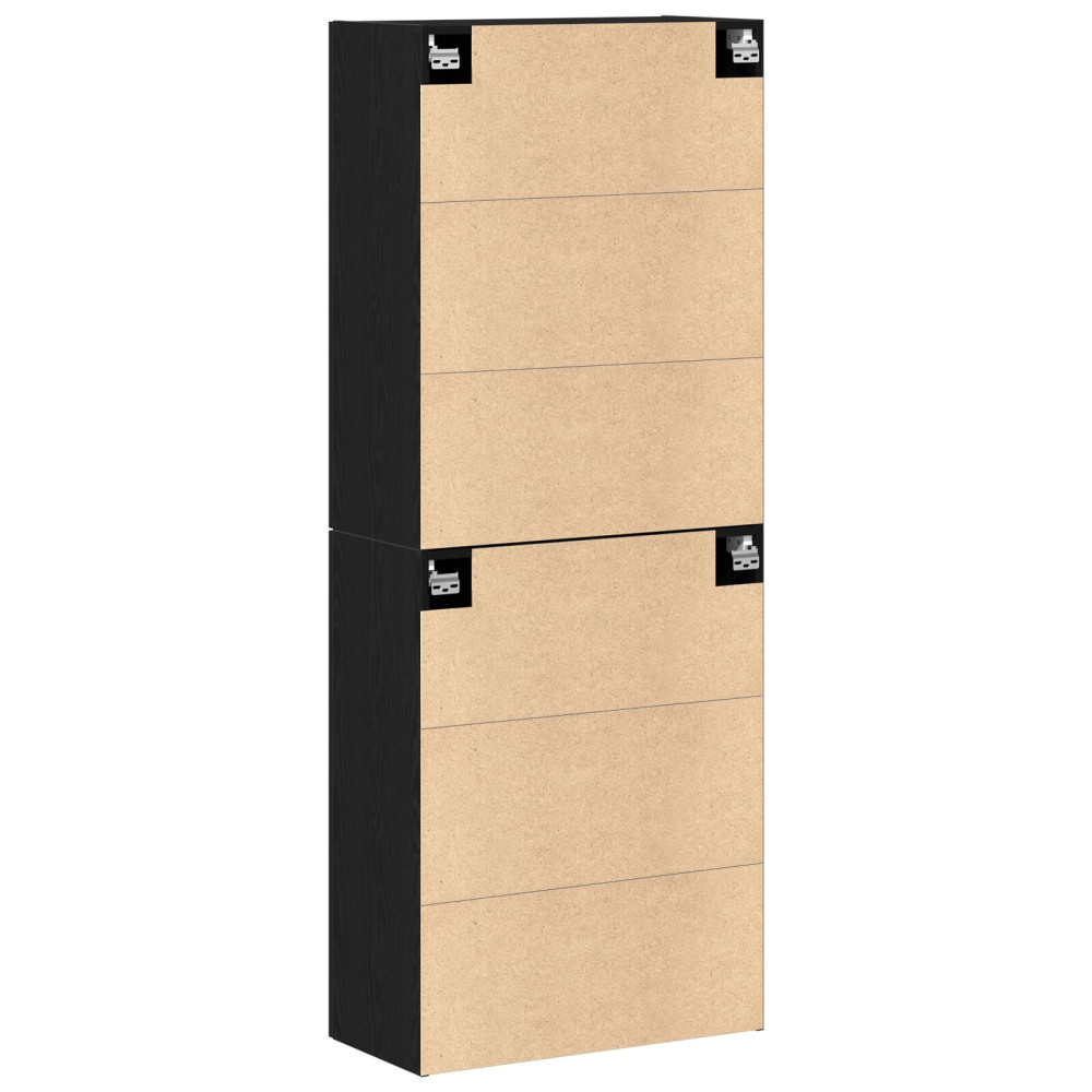 Produktbild för Väggmonterat skåp Väggmonterad 2 pcs Svart Ek 69,5 x 34 x 90 cm
