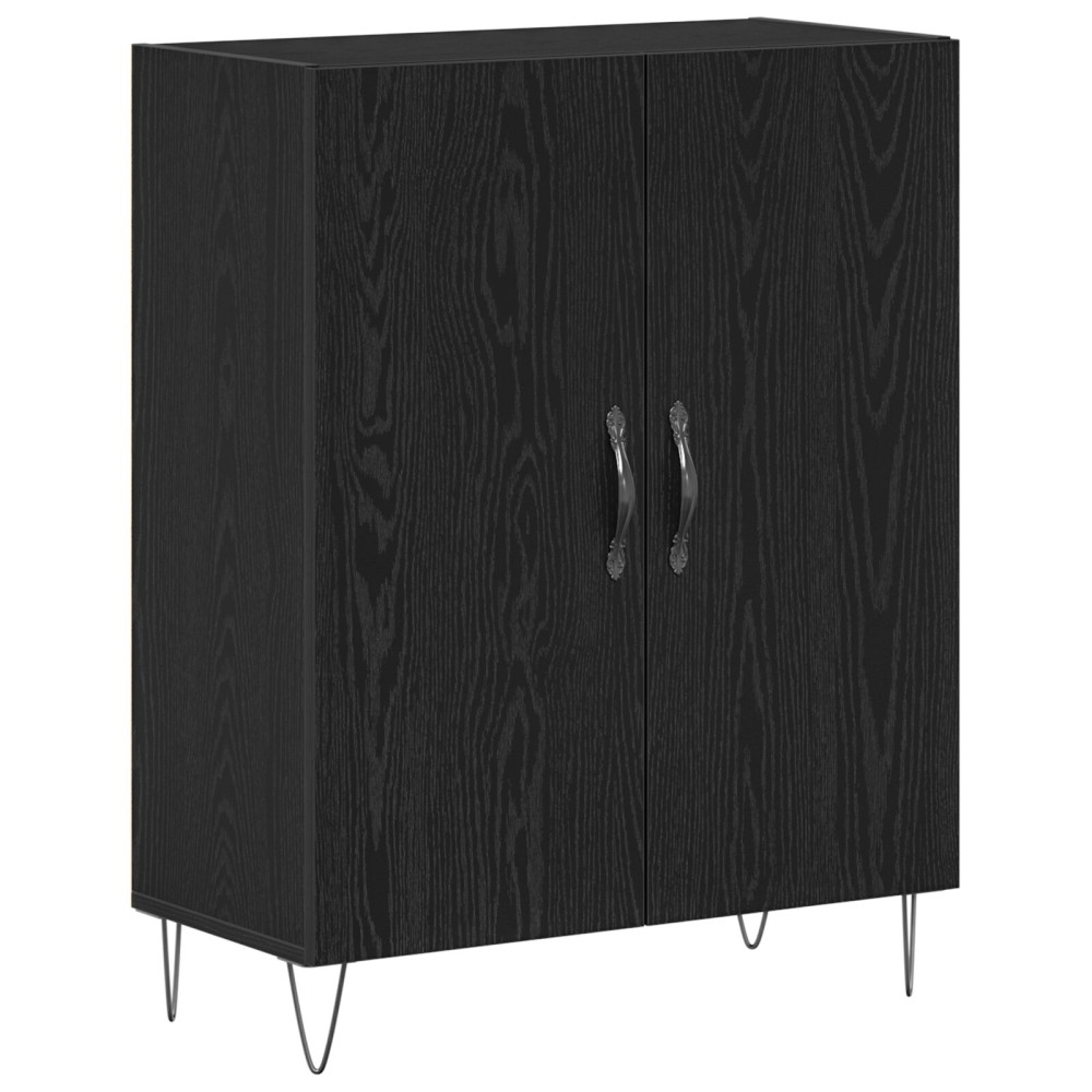 Produktbild för Skåp 2 pcs Svart Ek Konstruerat trä och glas