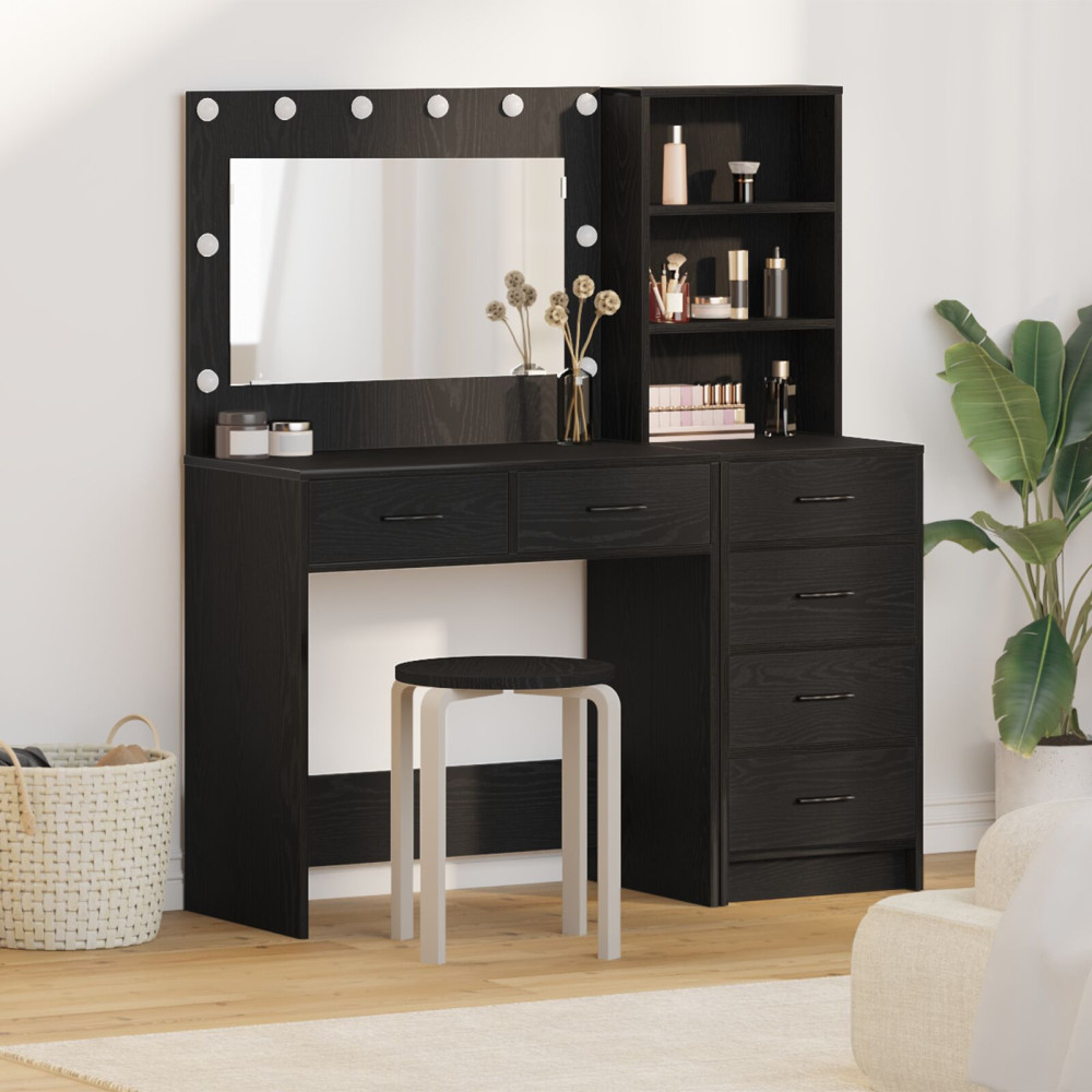 Produktbild för Smyckebord med låda Svart 78.5 x 41 x 135 cm Konstruerat trä
