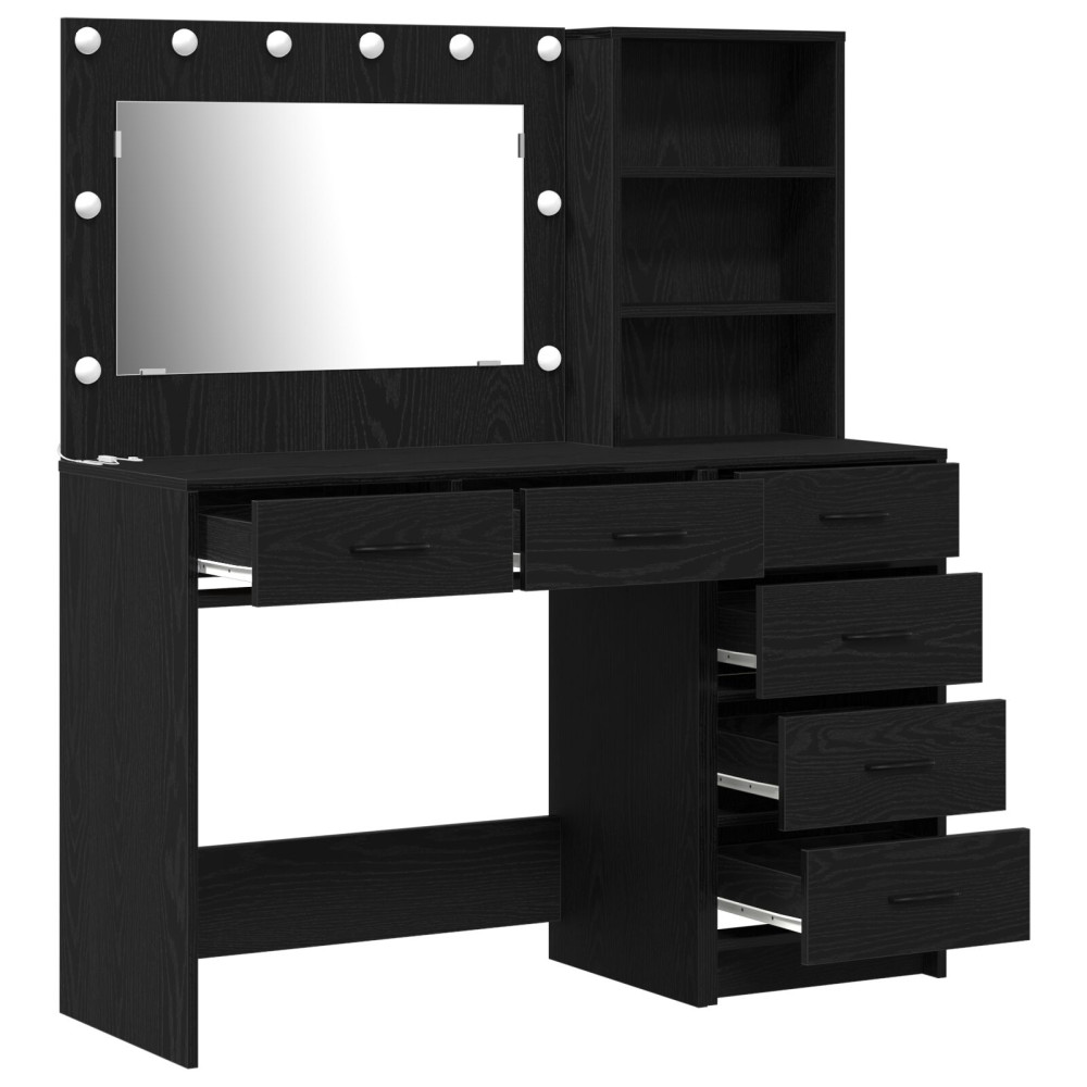 Produktbild för Smyckebord med låda Svart 78.5 x 41 x 135 cm Konstruerat trä