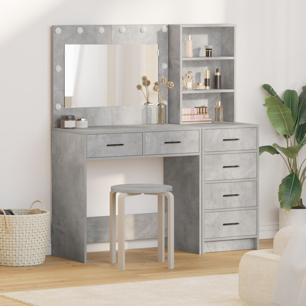 Produktbild för Smyckebord med låda Grå 78.5 x 41 x 135 cm Konstruerat trä