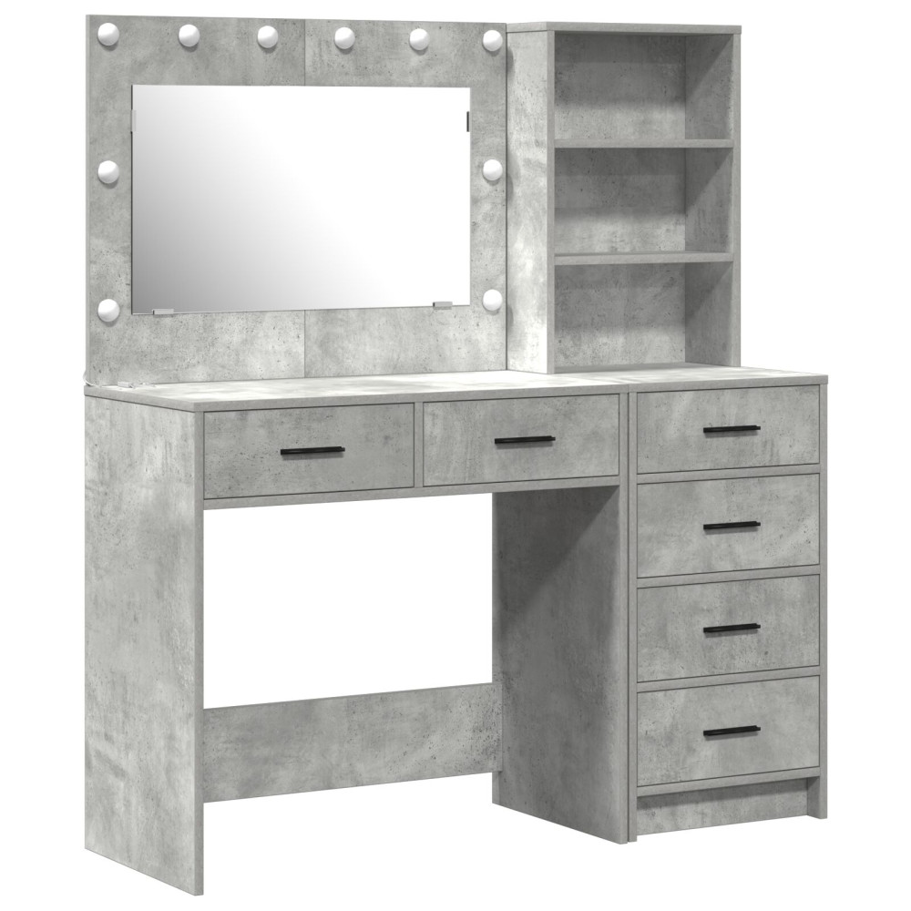 Produktbild för Smyckebord med låda Grå 78.5 x 41 x 135 cm Konstruerat trä