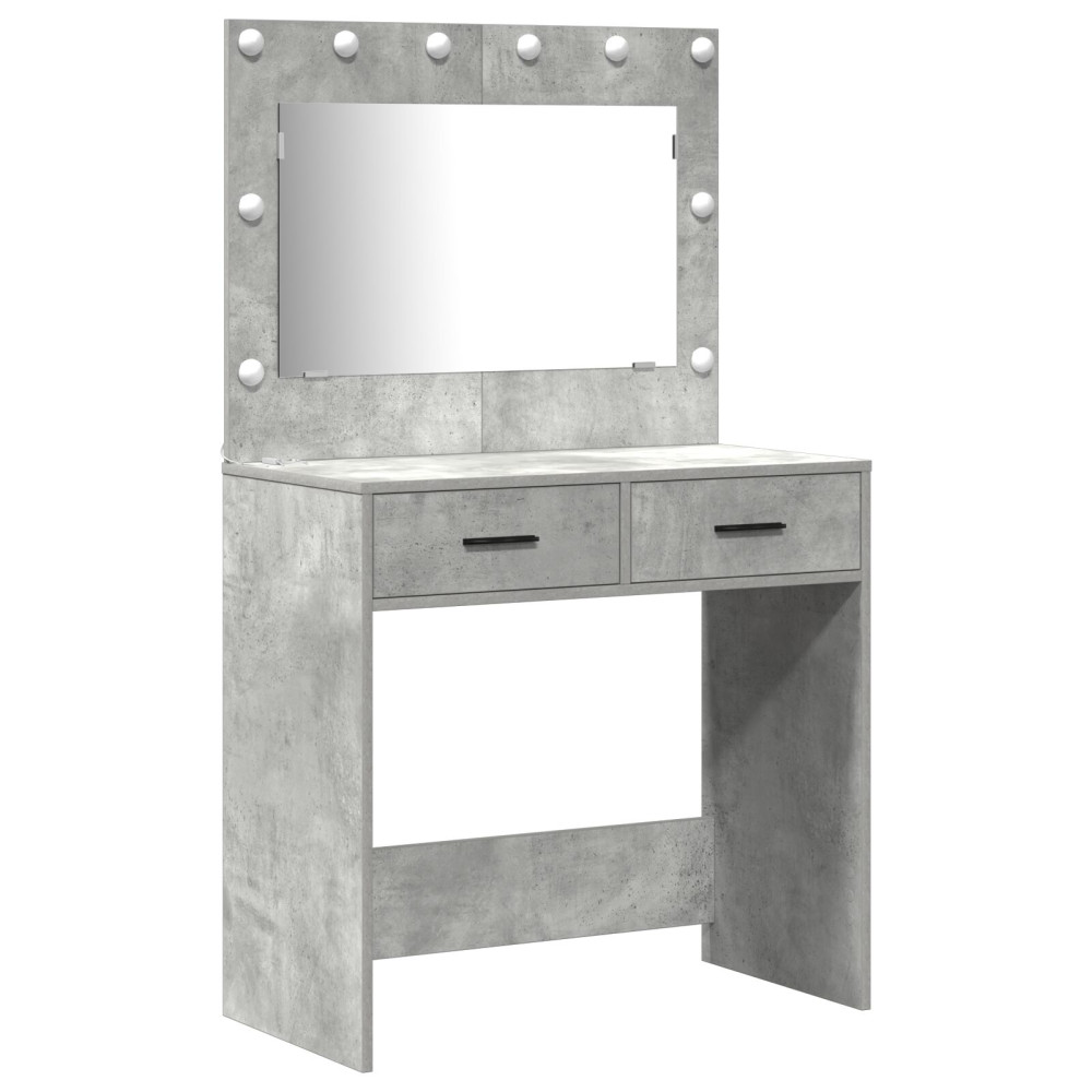 Produktbild för Smyckebord med låda Grå 78.5 x 41 x 135 cm Konstruerat trä