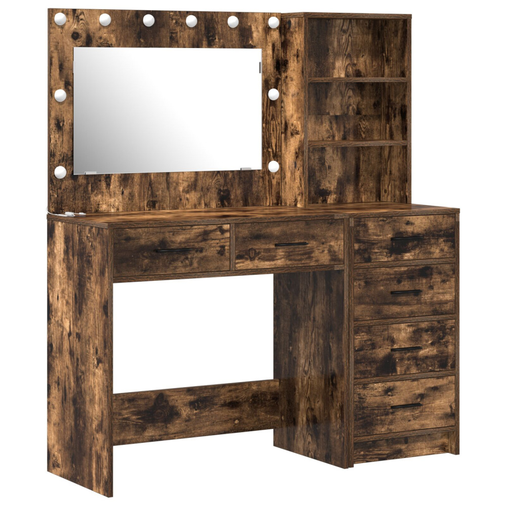 Produktbild för Smyckebord med låda Brun 78.5 x 41 x 135 cm Konstruerat trä