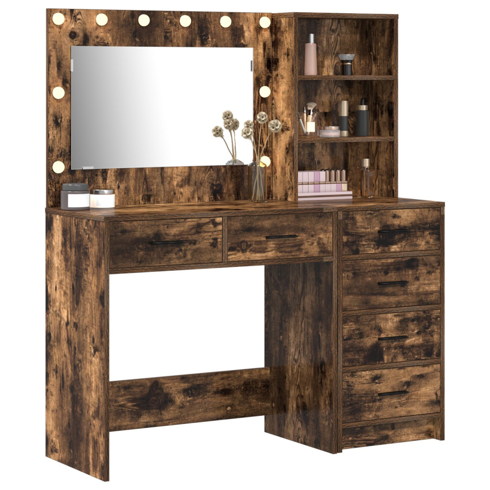 Produktbild för Smyckebord med låda Brun 78.5 x 41 x 135 cm Konstruerat trä