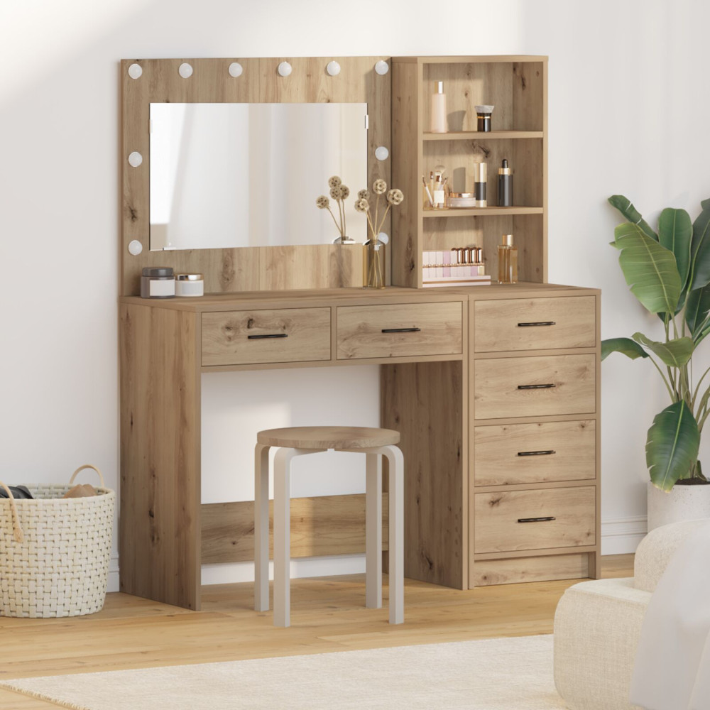 Produktbild för Smyckebord med låda Brun 78.5 x 41 x 135 cm Konstruerat trä