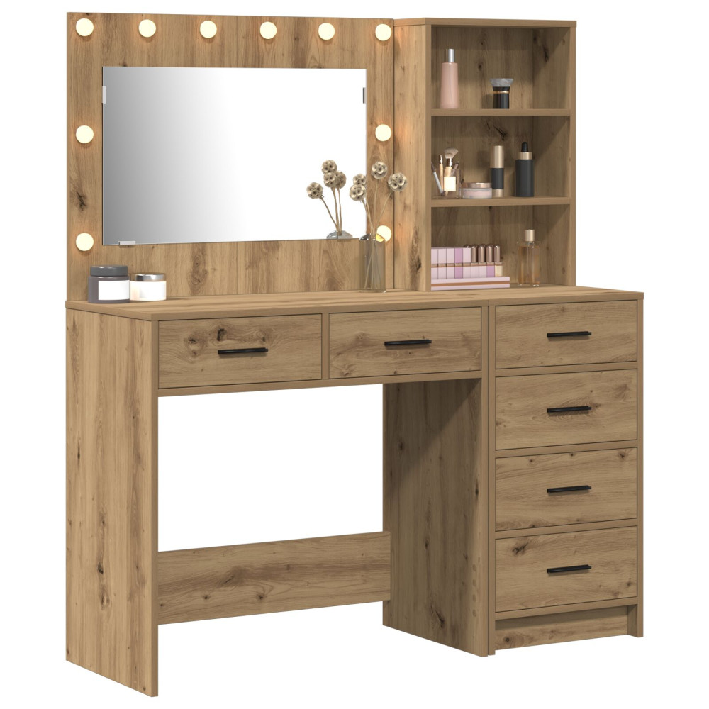 Produktbild för Smyckebord med låda Brun 78.5 x 41 x 135 cm Konstruerat trä