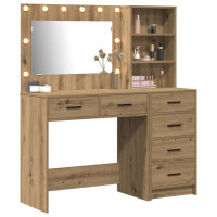 Produktbild för Smyckebord med låda Brun 78.5 x 41 x 135 cm Konstruerat trä