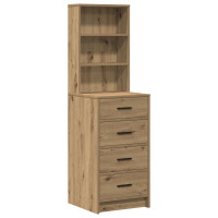Produktbild för Smyckebord med låda Brun 78.5 x 41 x 135 cm Konstruerat trä