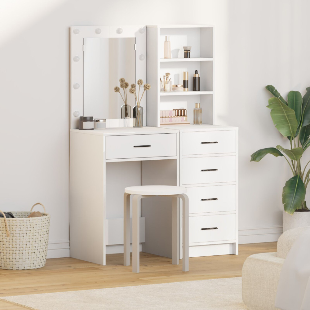 Produktbild för Smyckebord med låda 2 pcs Vit 50 x 41 x 135 cm Konstruerat trä