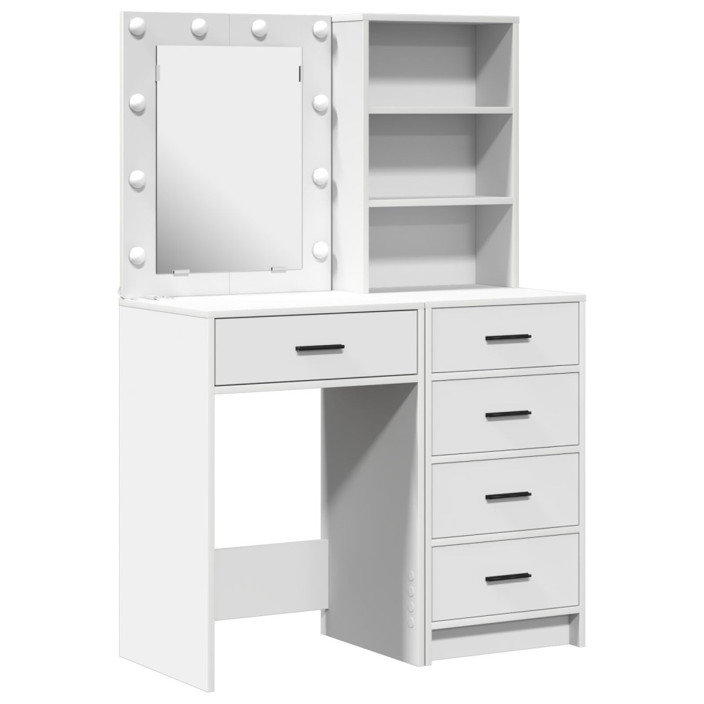 Produktbild för Smyckebord med låda 2 pcs Vit 50 x 41 x 135 cm Konstruerat trä