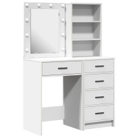 Produktbild för Smyckebord med låda 2 pcs Vit 50 x 41 x 135 cm Konstruerat trä