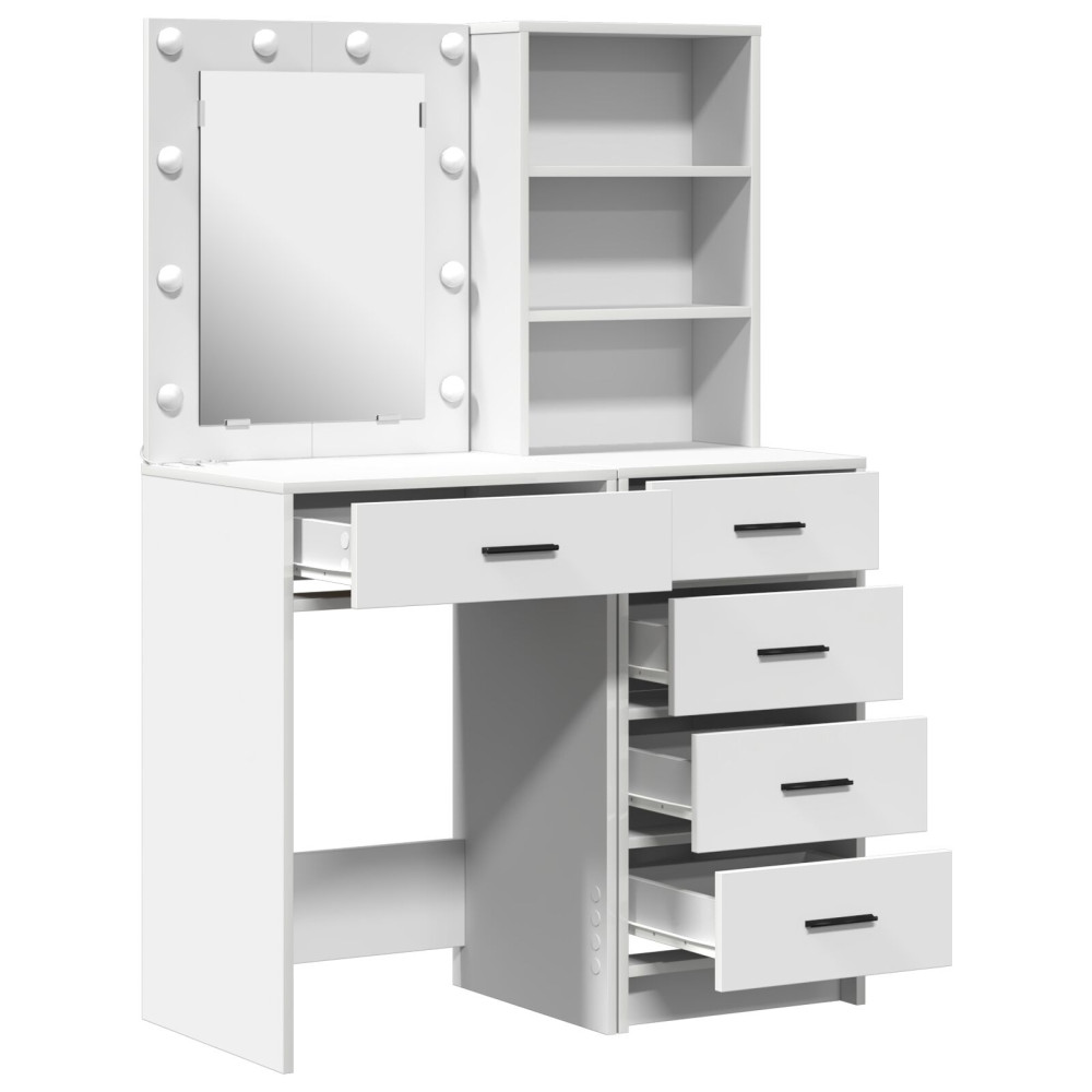 Produktbild för Smyckebord med låda 2 pcs Vit 50 x 41 x 135 cm Konstruerat trä