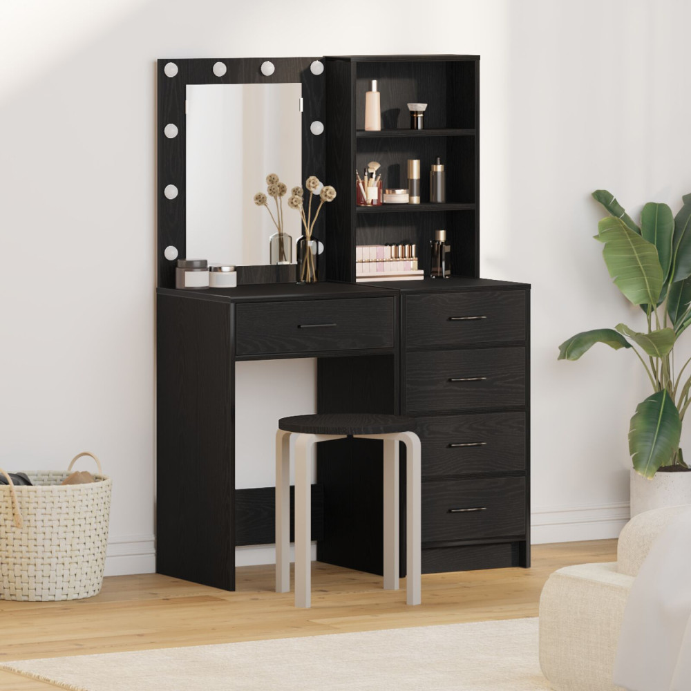 Produktbild för Smyckebord 2 pcs Svart 50 x 41 x 135 cm Konstruerat trä