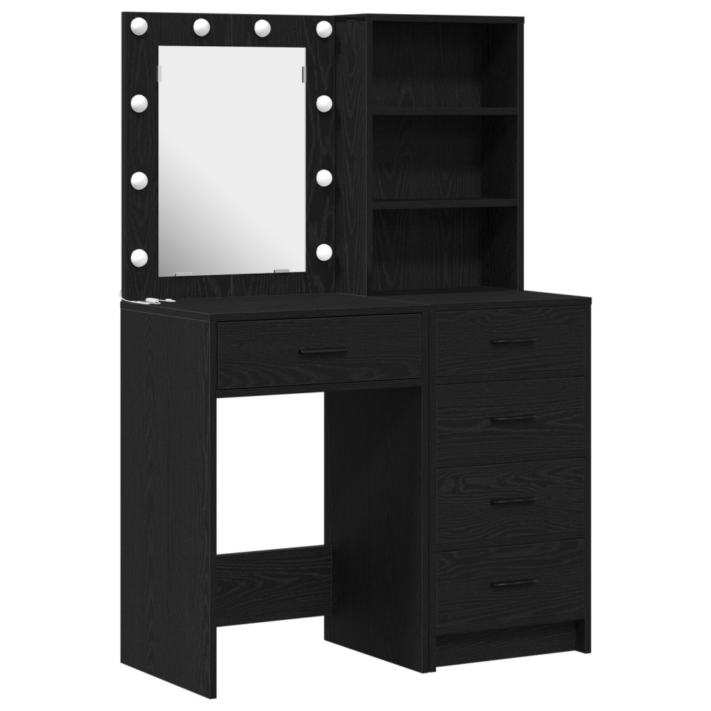 Produktbild för Smyckebord 2 pcs Svart 50 x 41 x 135 cm Konstruerat trä