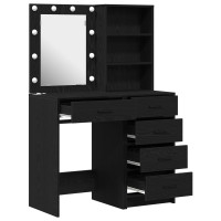 Produktbild för Smyckebord 2 pcs Svart 50 x 41 x 135 cm Konstruerat trä